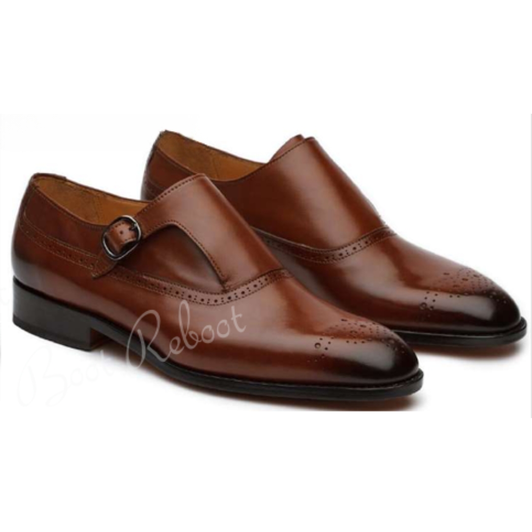 Leather Side Single Monks Shoes